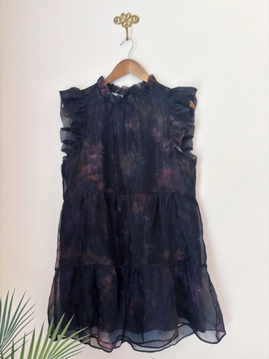 Marie Oliver Dresses & Skirts - Marie Oliver Black Moon Tye Dye Taren Ruffle Mini Dress Small